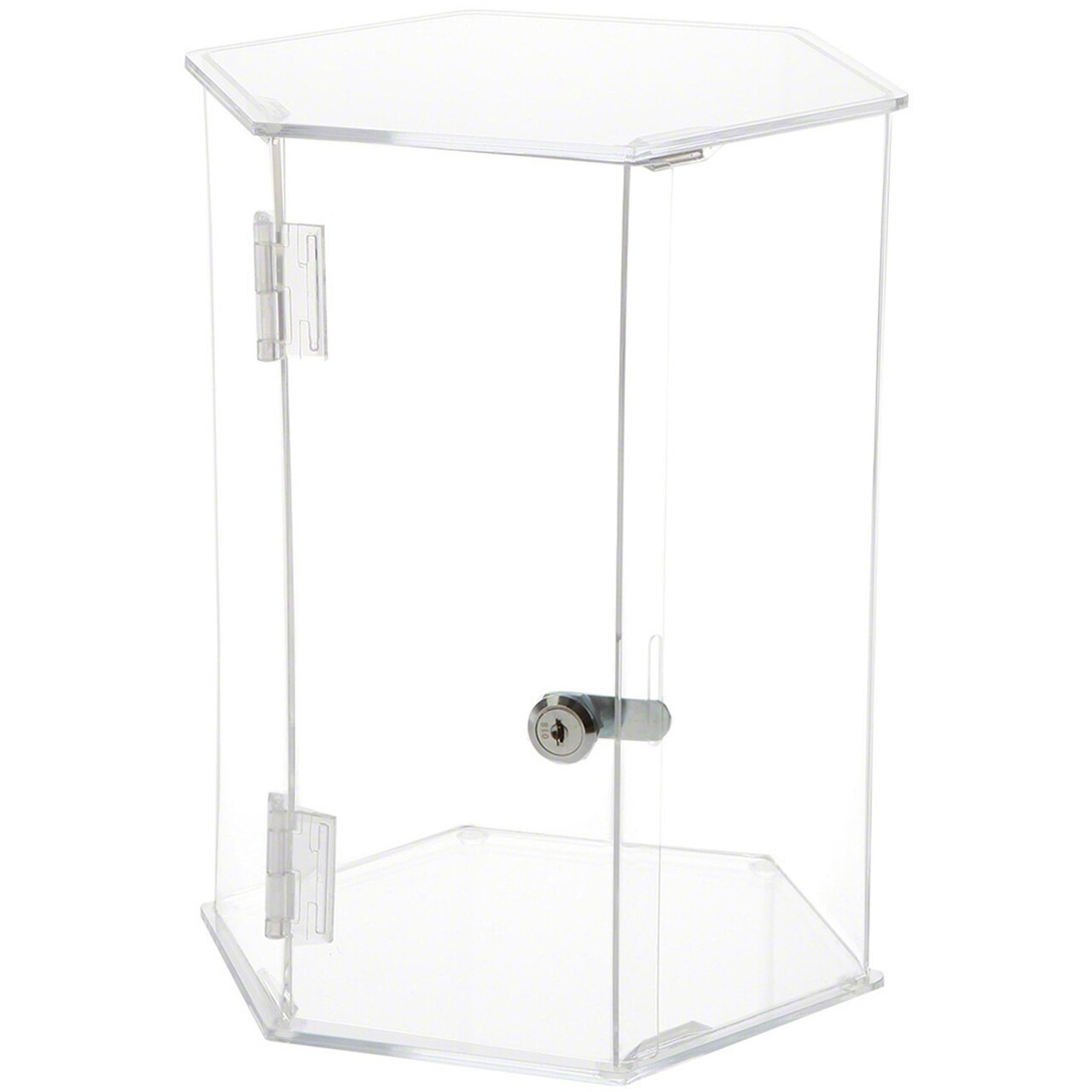 Plymor Clear Acrylic Hexagonal Locking Display Case, No Shelves